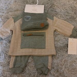 Green and Cream Baby Outfit Set